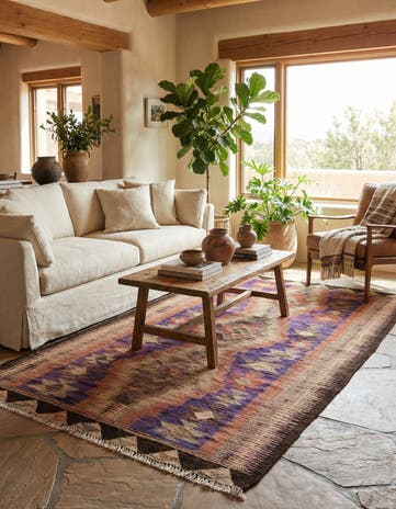 4' 7 x 8' 5 Hand Woven Kilim Fars Wool Rug
