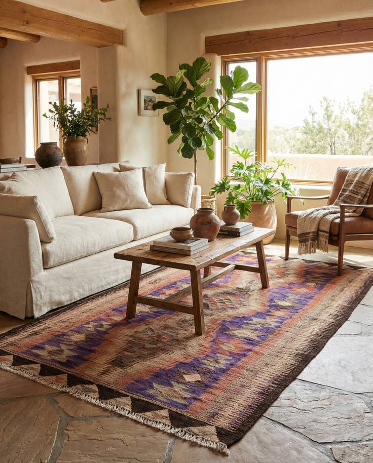 Detail image of 4' 7 x 8' 5 Hand Woven Kilim Fars Wool Rug
