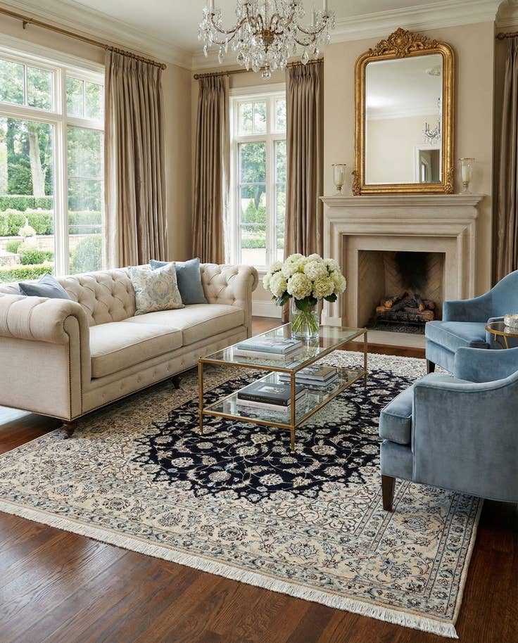 Detail image of 6' 8 x 10' 7 Hand Knotted Nain Rug