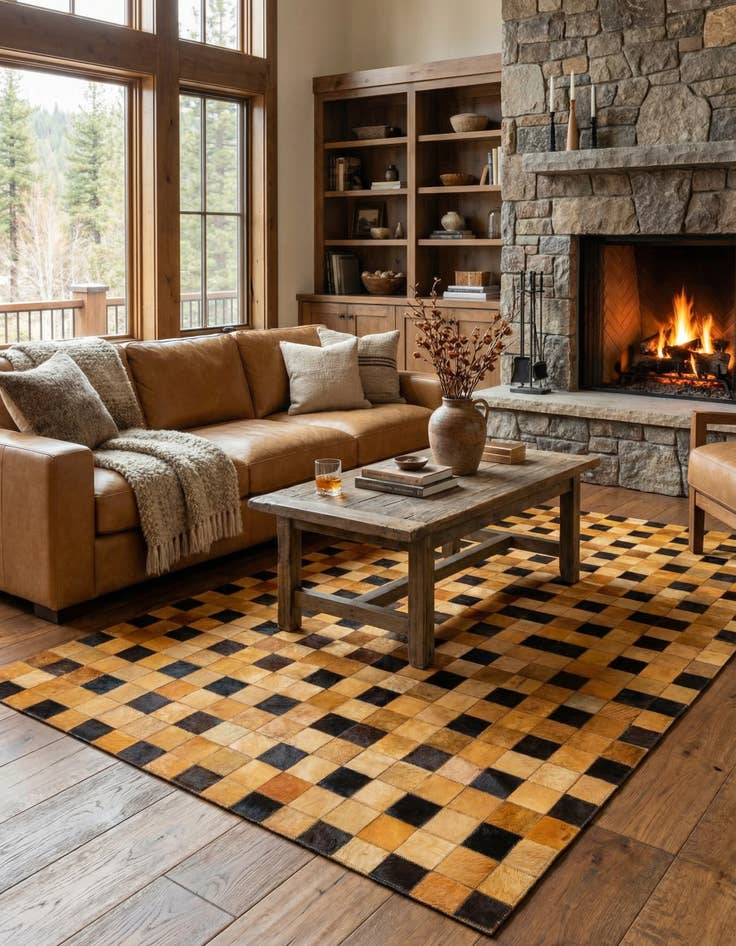 Detail image of 5' 1 x 8' Cowhide Stocks Rug