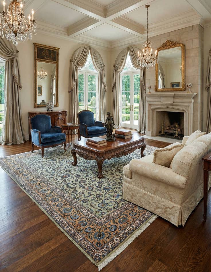 Detail image of  9' 10 x 13' 9  Hand Knotted Kashan Persian Wool Rug