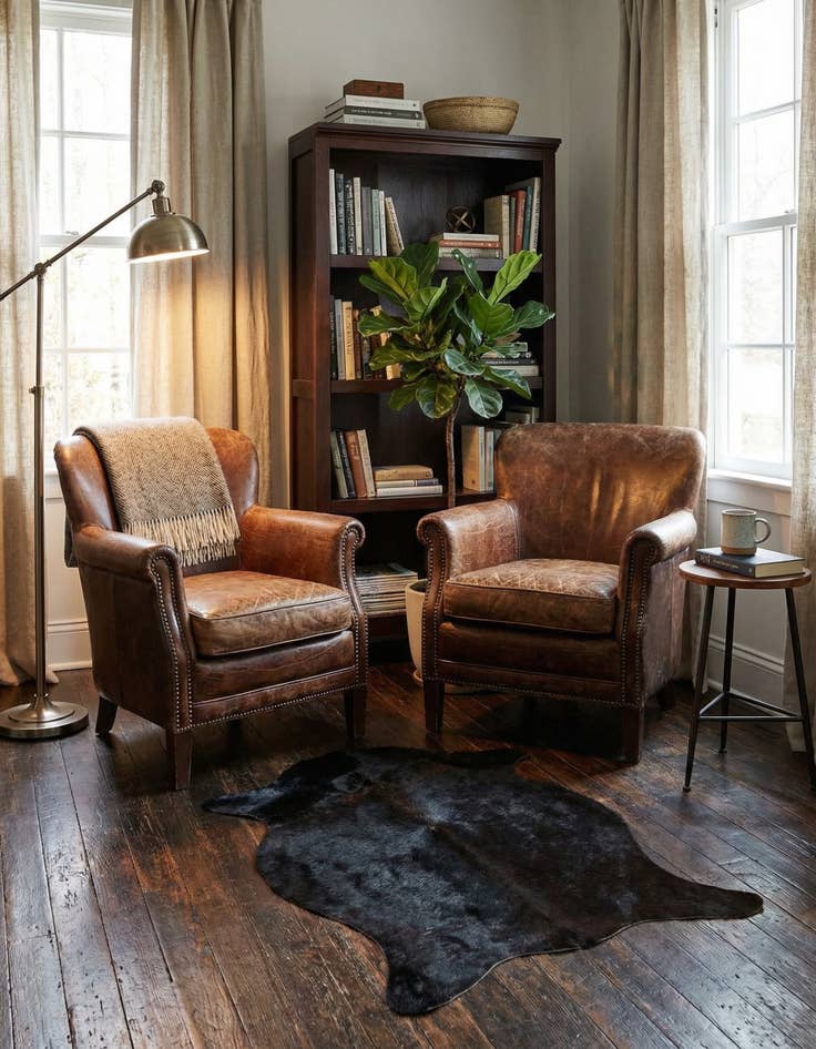 Detail image of 1' 8 x 2' 6 Cowhide Leather Rug