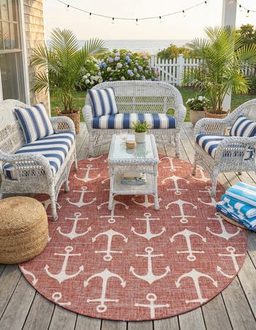 7' 10 x 10' Easy-Clean Coastal Indoor / Outdoor Oval Rug