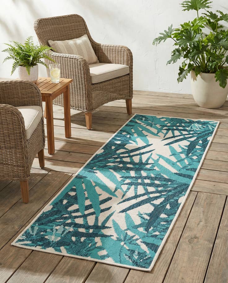 Detail image of 2' x 5' Easy-Clean Botanical Indoor / Outdoor Runner Rug