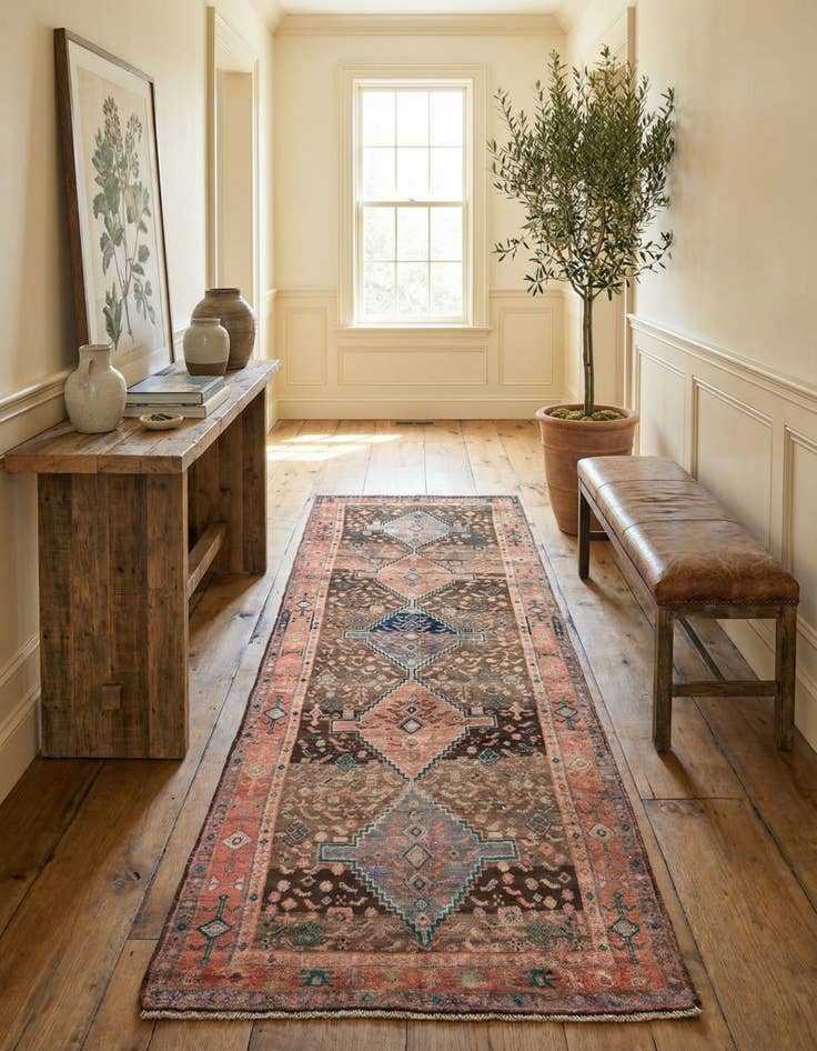 Detail image of 4' 2 x 10' 10  Hand Knotted Ultra Vintage Persian Wool Runner Rug