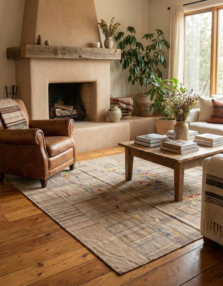 Detail image of 5' x 6' 8  Hand Woven Kilim Patchwork Wool Rug