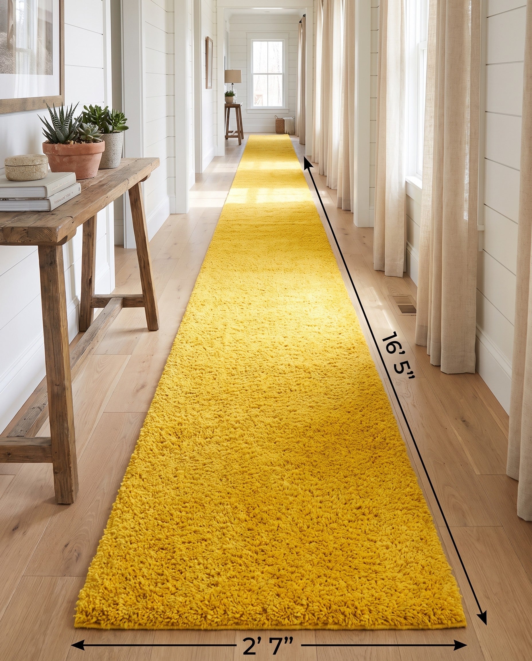 2' 7 x 16' 5 Solid Shag Runner Rug