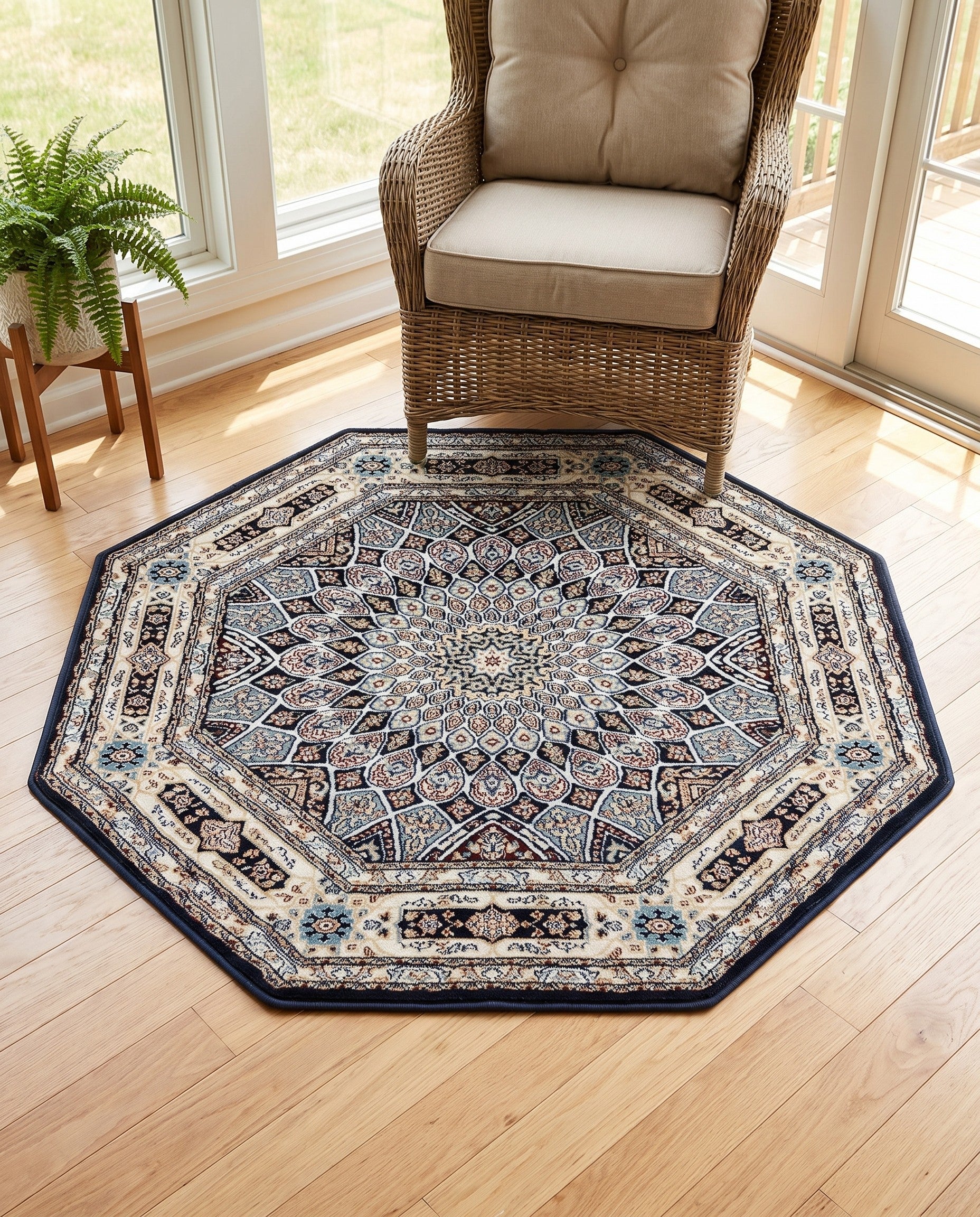 4' x 4' Nain Design Octagon Rug