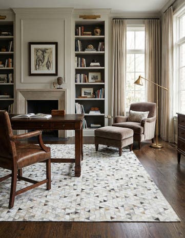 5' 1 x 7' 10 Cowhide Leather Rug