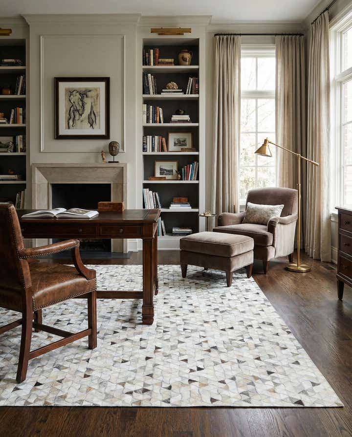 5' 1 x 7' 10 Cowhide Leather Rug