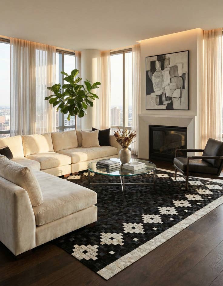 Detail image of 5' 2 x 7' 11 Cowhide Stocks Rug