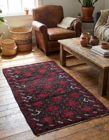 2' 9 x 4' 7 Hand Knotted Balouch Persian Wool Rug