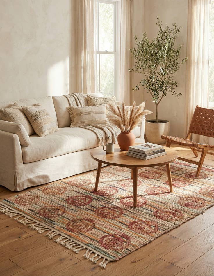 Detail image of  4' 7 x 6' 8  Hand Knotted Moroccan Wool Rug