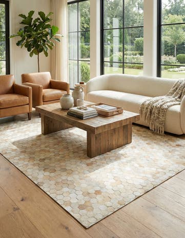 5' 4 x 7' 7 Cowhide Leather Rug