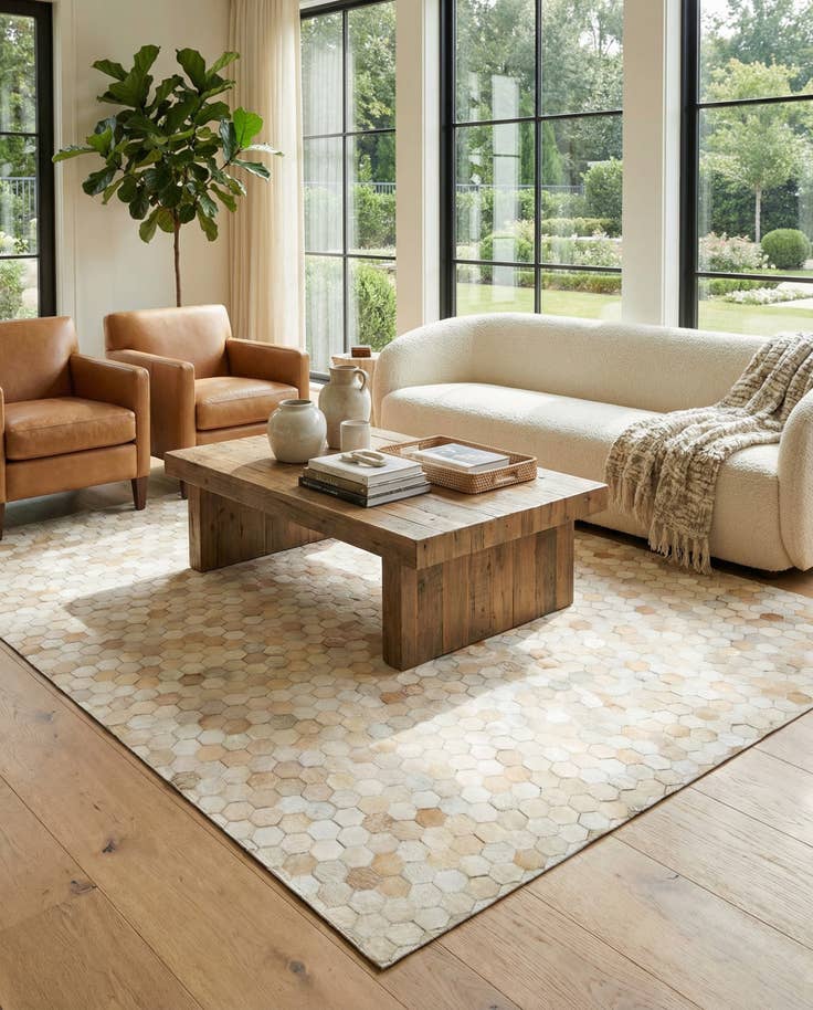 Detail image of 5' 4 x 7' 7 Cowhide Leather Rug