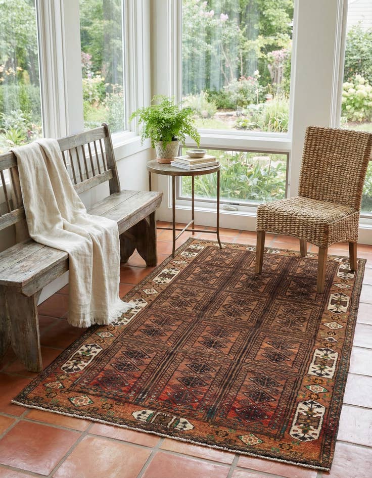 Detail image of 3' 2 x 4' 10  Hand Knotted Balouch Persian Wool Rug