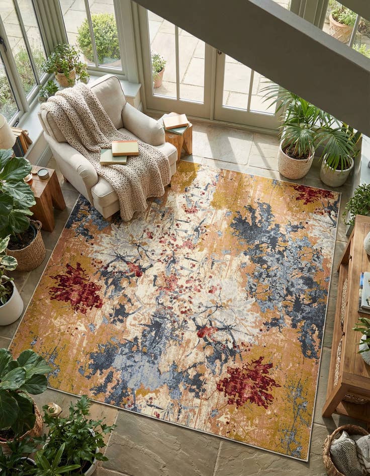 Detail image of 10' x 10'  Washable Modern Indoor / Outdoor Square Rug