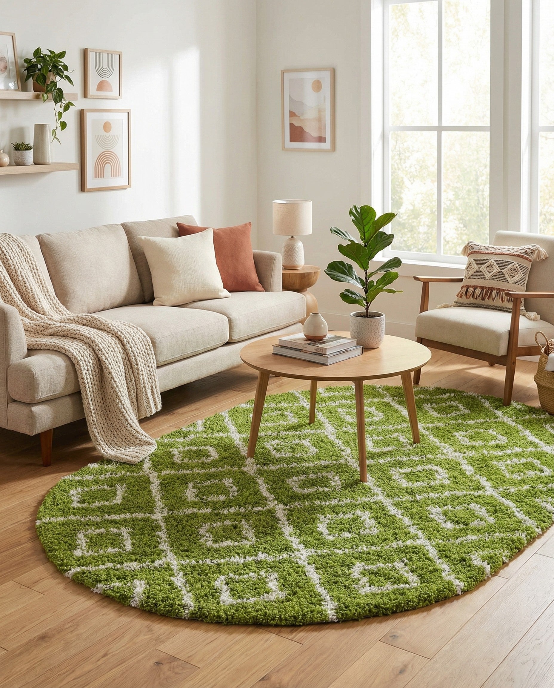  5' 3 x 8' Lattice Shag Oval Rug