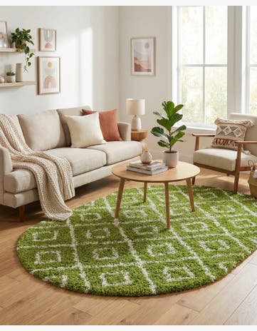 5' 3 x 8' Trellis Shag Oval Rug