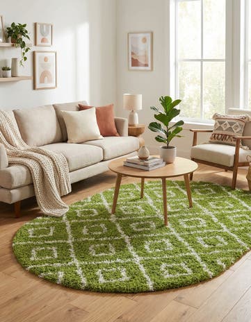 5' 3 x 8' Lattice Shag Oval Rug