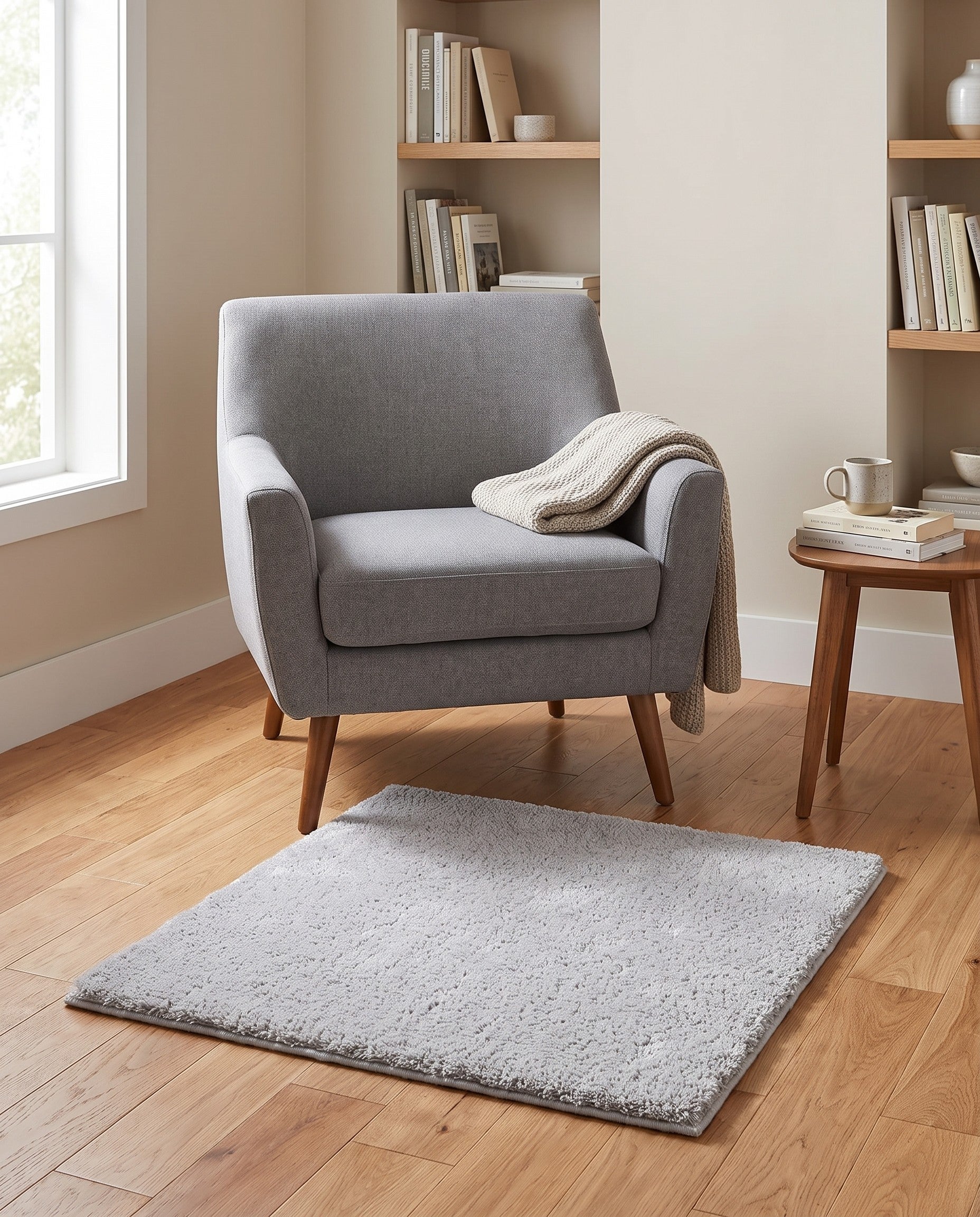 Gray Soft Touch Cloud Square Rug