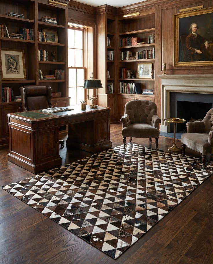 Detail image of 4' 11 x 8' Cowhide Stocks Rug