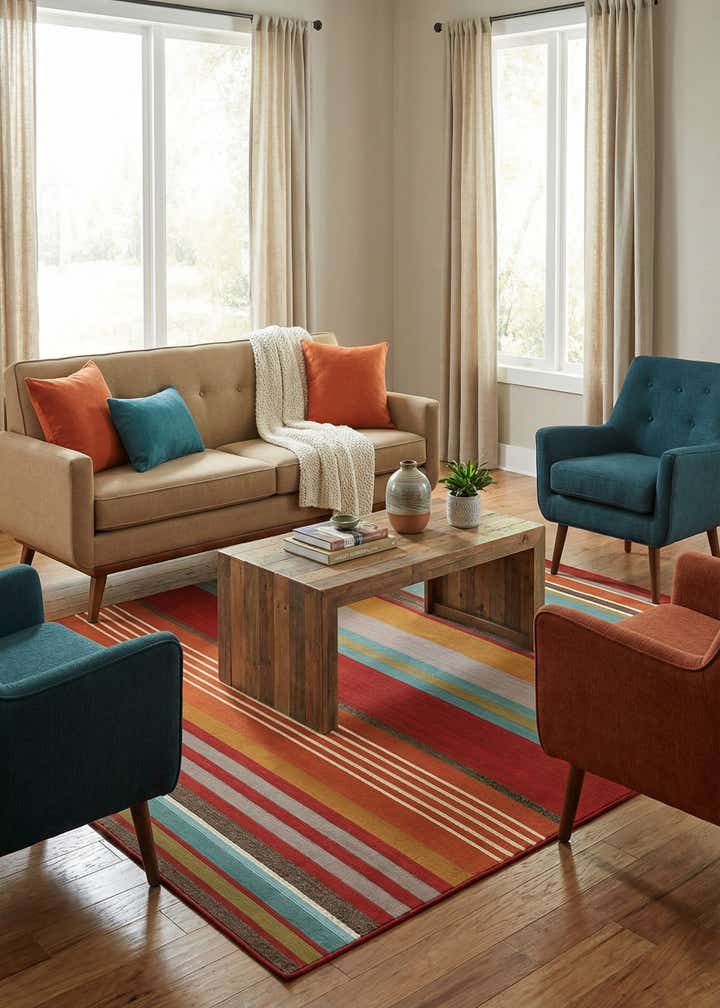 7' 10 x 7' 10 Easy-Clean Modern Indoor / Outdoor Square Rug