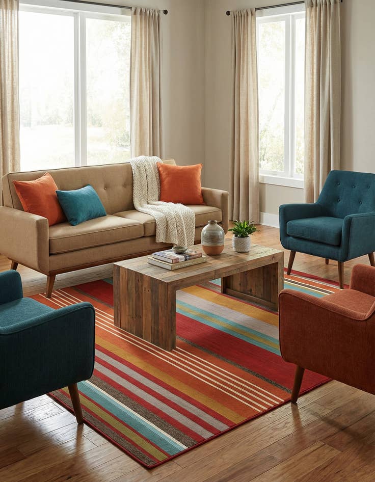 Detail image of 7' 10 x 7' 10 Easy-Clean Modern Indoor / Outdoor Square Rug