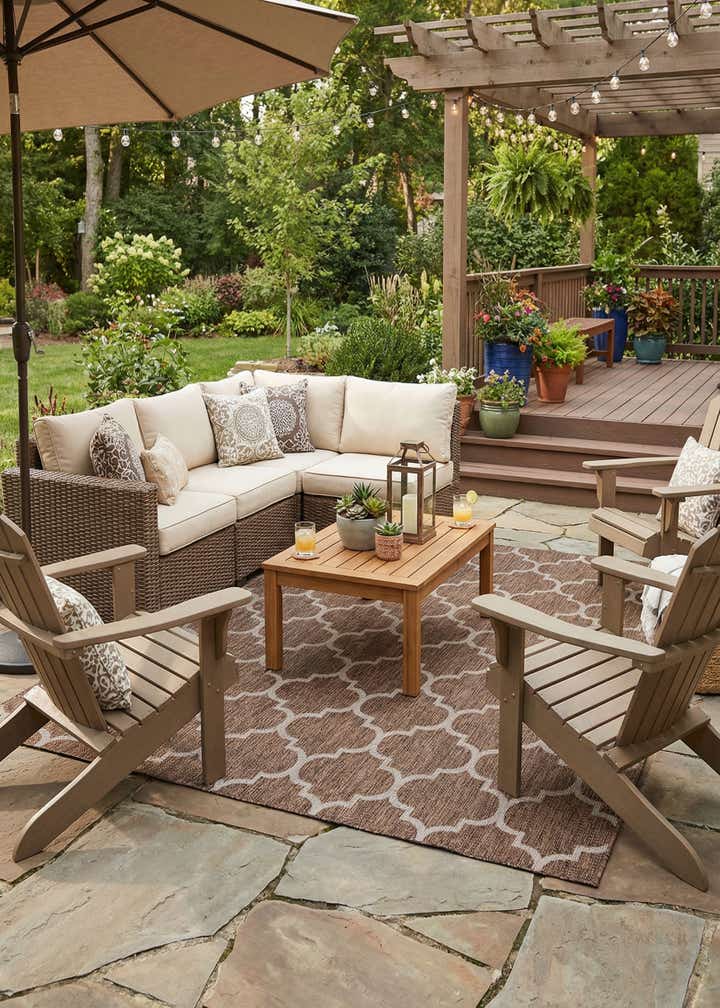 7' 10 x 11' Easy-Clean Trellis Indoor / Outdoor Rug