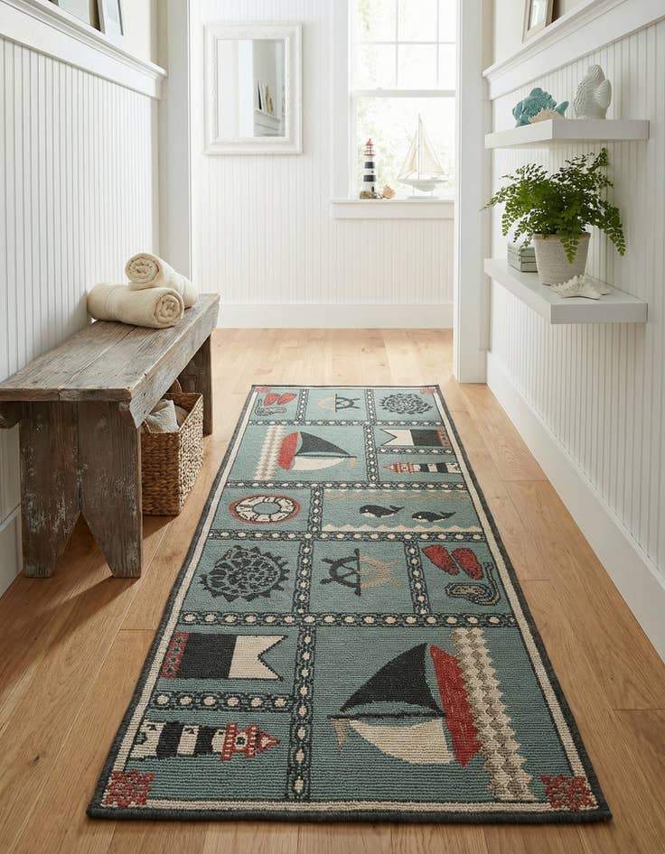 Detail image of 2' x 5' Easy-Clean Coastal Indoor / Outdoor Runner Rug