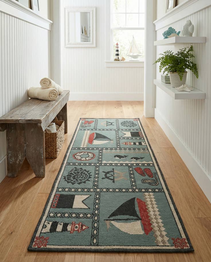 Detail image of 2' x 5' Easy-Clean Coastal Indoor / Outdoor Runner Rug