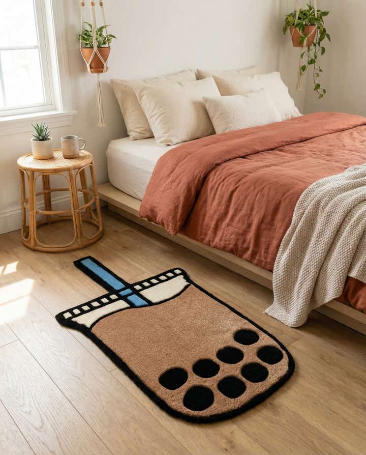 1' 7 x 3' 1 Happy Rugs Boba Tea Wool Freeform