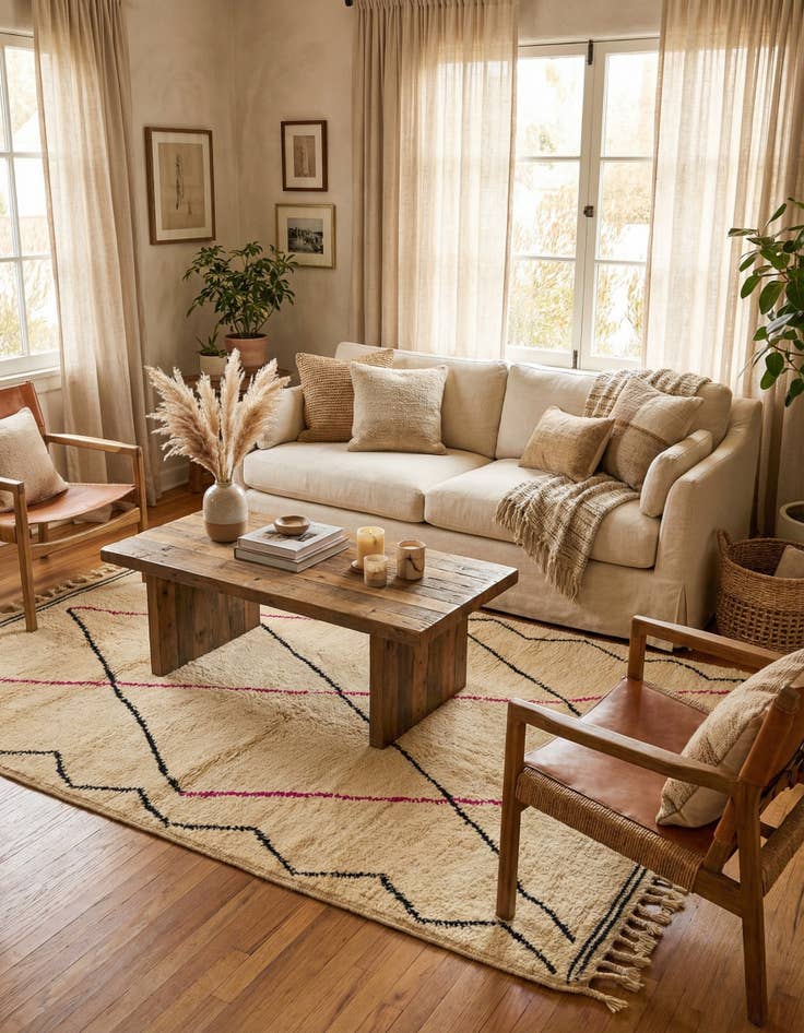 Detail image of 5' x 8' 8  Hand Knotted Moroccan Wool Rug