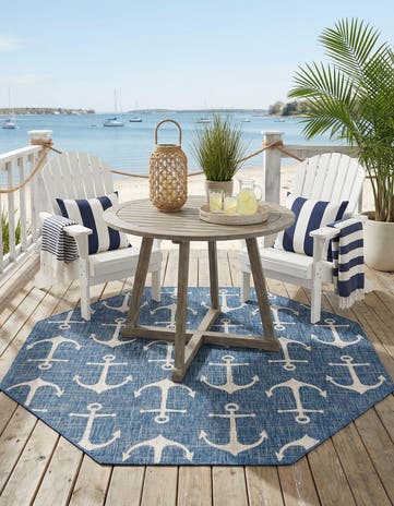 7' 10 x 7' 10 Easy-Clean Coastal Indoor / Outdoor Octagon Rug