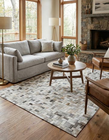 4' 7 x 6' 6 Cowhide Stocks Rug