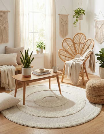 Ivory Boho Round Rug