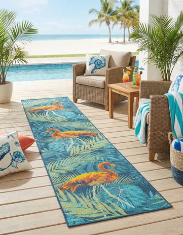 2' 7 x 12' Easy-Clean Coastal Indoor / Outdoor Runner Rug