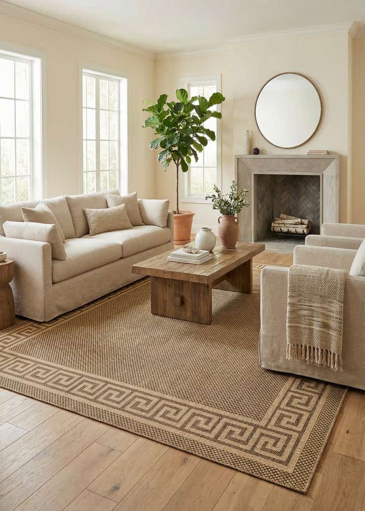 9' x 12' 2 Easy-Clean Border Indoor / Outdoor Rug