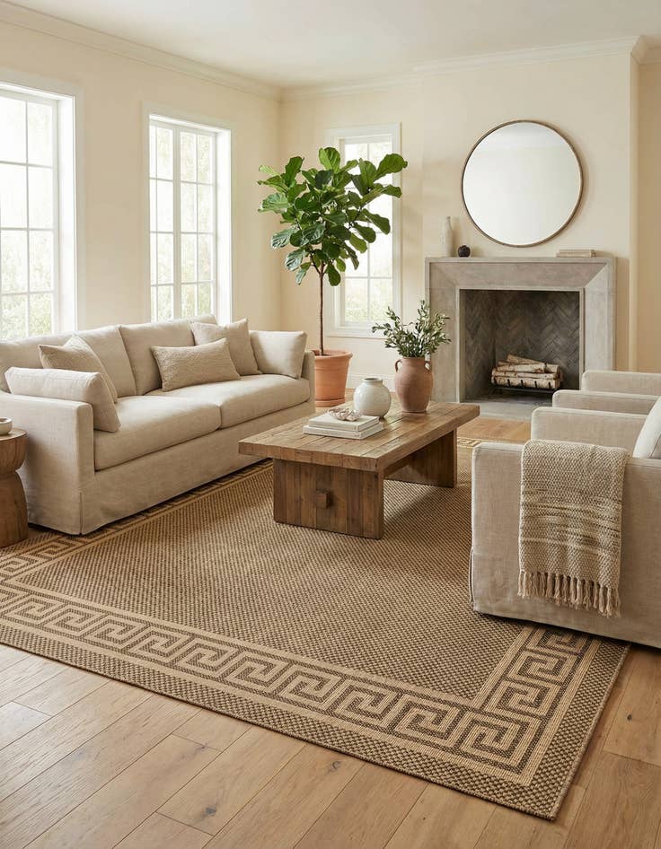 Detail image of 9' x 12' 2 Easy-Clean Border Indoor / Outdoor Rug