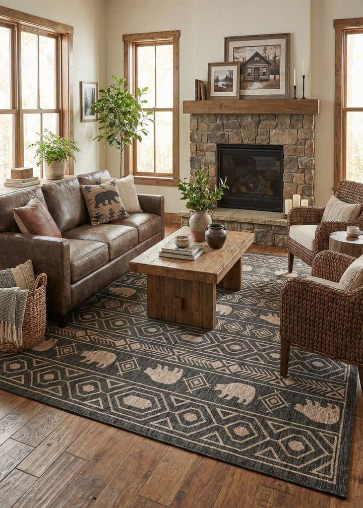7' 10 x 10' Easy-Clean Southwestern Indoor / Outdoor Rug