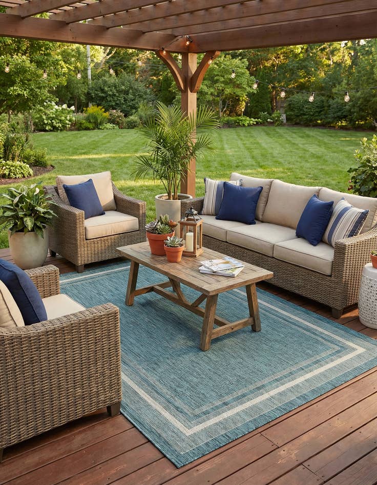 Detail image of  6' x 9'  Washable Border Indoor / Outdoor Rug