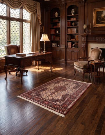 4' 5 x 6' 1 Hand Knotted Isfahan Wool Rug