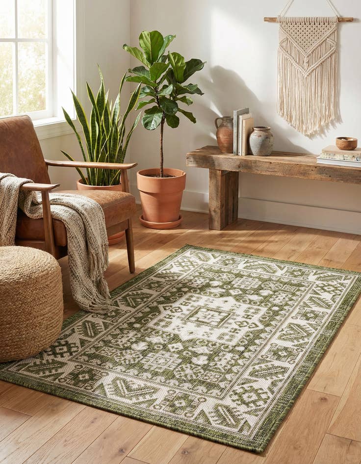 Detail image of 2' x 3'  Washable Aztec Indoor / Outdoor Rug