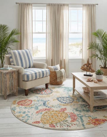 6' 1 x 6' 1 Washable Amalfi Round Rug
