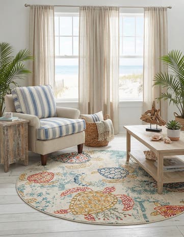 6' 1 x 6' 1 Washable Amalfi Round Rug