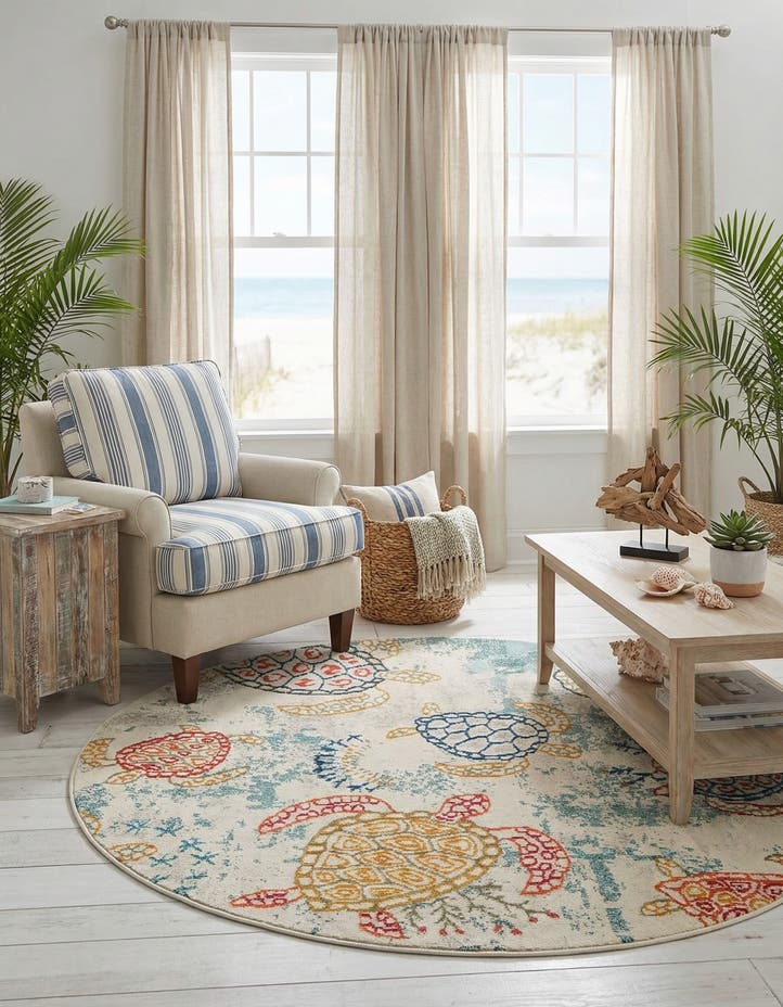 6' 1 x 6' 1 Washable Amalfi Round Rug