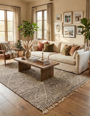 6' 7 x 9' Hand Knotted Moroccan Wool Rug