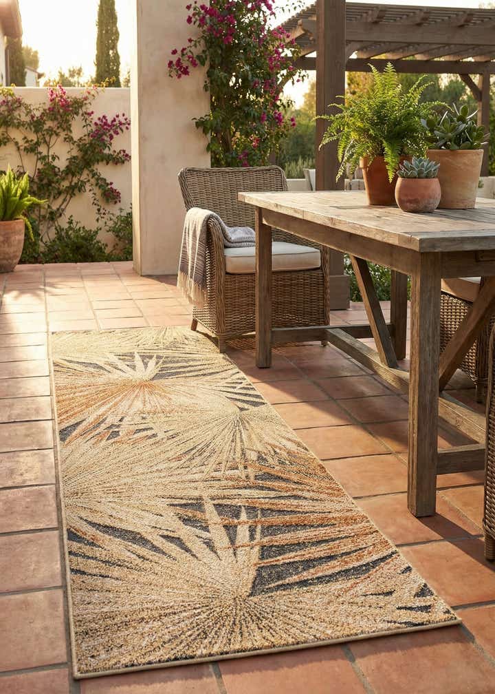 2' x 8' Easy-Clean Botanical Indoor / Outdoor Runner Rug