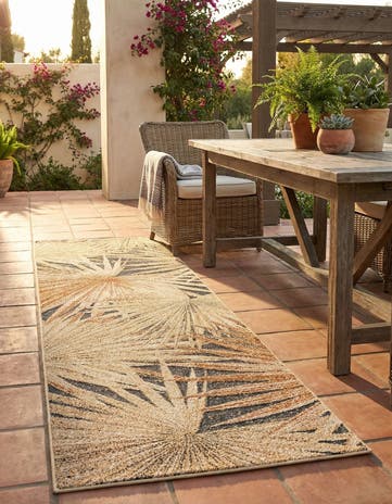 2' x 8' Easy-Clean Botanical Indoor / Outdoor Runner Rug