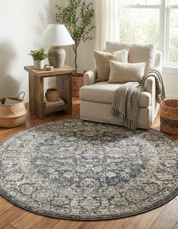 Jill Zarin Navy Blue Uptown Central Park Round Rug